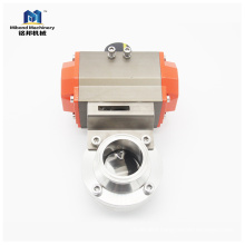 Tri clamp sanitary ss304/316l stainless steel pneumatic butterfly valve with single acting actuator